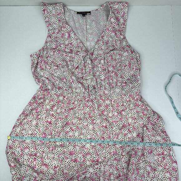 Eloquil Women's Pink Ruffled Floral Blouson‎ Crepe Asymmetric MIDI Dress 16/C44 - Picture 8 of 11